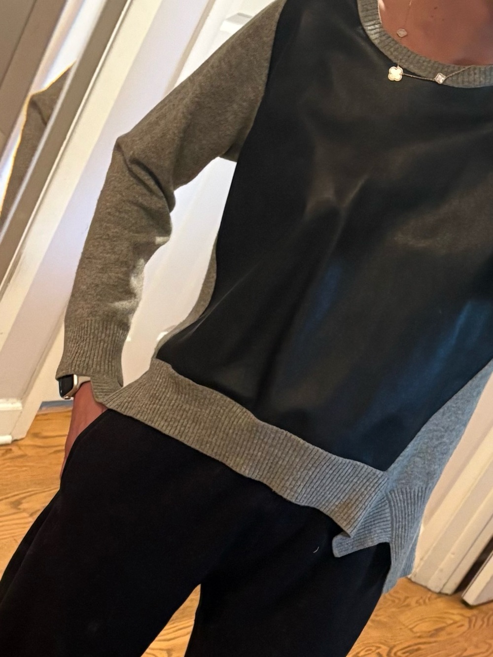Mason Cashmere & Lamb Leather  Sweater